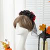 Delicate Rose HairBand Black Headdress Mysterious Rose Hairband with Black Headdress for Halloween Parties Costume