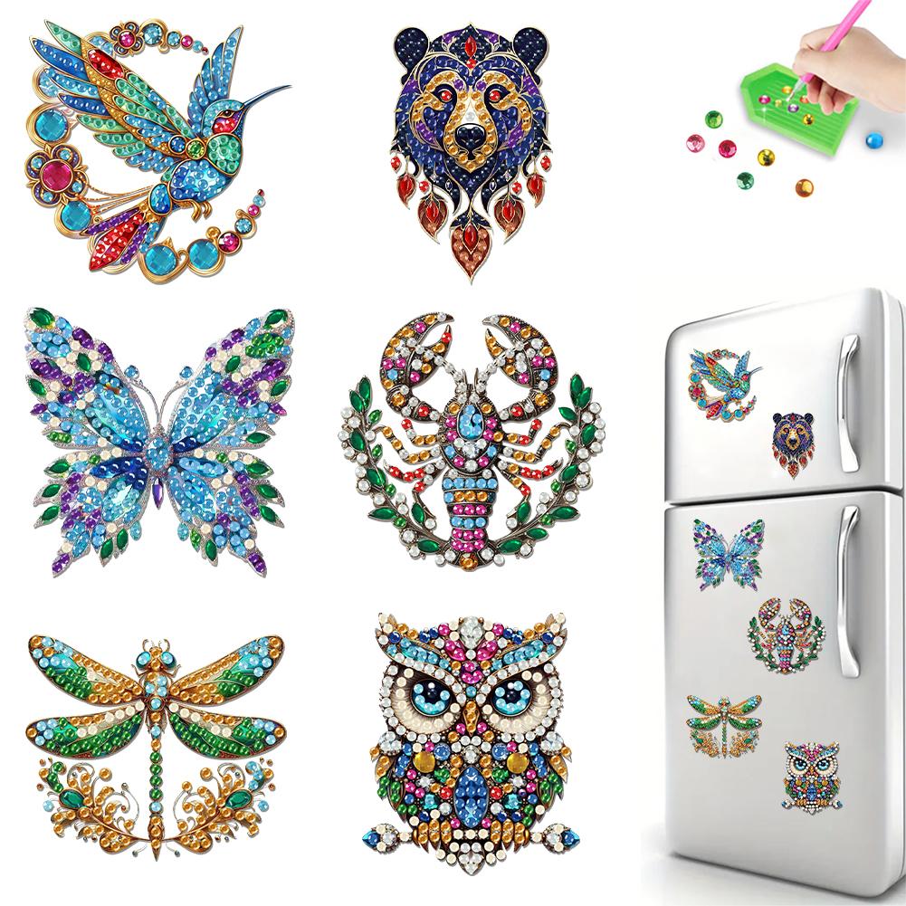 6Pcs Acrylic Sunflower Diamond Art Fridge Magnet Diamond Painting Refrigerator Magnet DIY Fridge Stickers for Fridge Whiteboards