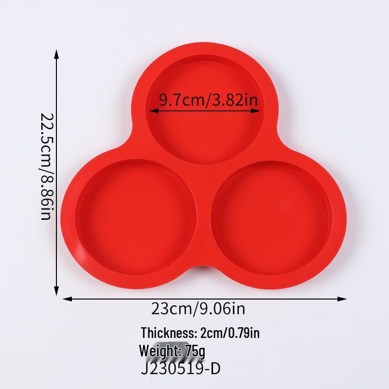 Silicone 3-Hole Round Cake Mold, 4-Inch Multifunctional Baking Pan