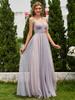 Ever-Pretty Women's Deep V-Neck See-Through Empire Waist Backless A-Line Pleated Tulle Bridesmaids Dress