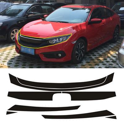 8 ADET Karbon Fiber Vinil Ön Izgara Izgara Çıkartması Deri Motor Kapağı Sticker Araba Sarma Trim Honda Civic 10th 2016 2017 2018