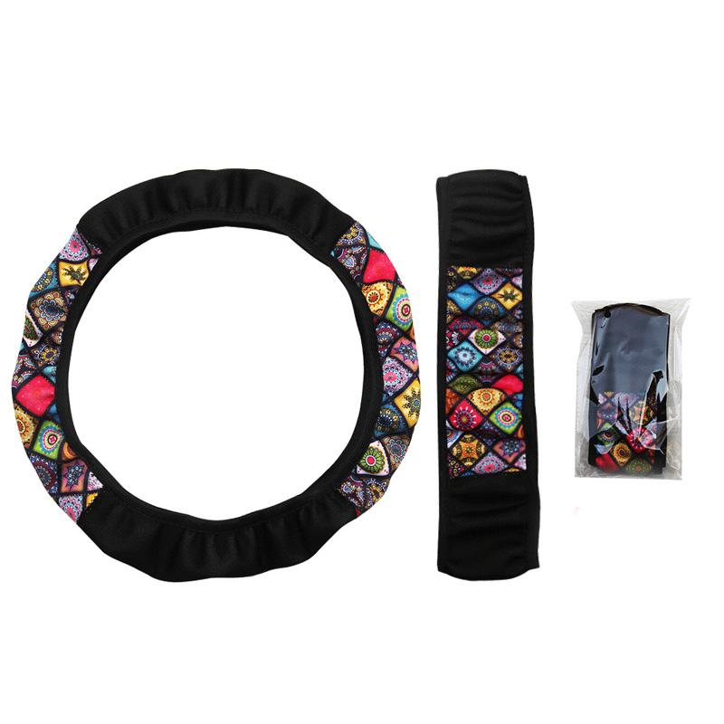 37-38cm Car Steering Wheel Covers Elastic Maple Leaf Pattern Anti-slip Universal Auto Interior Accessories Car Styling