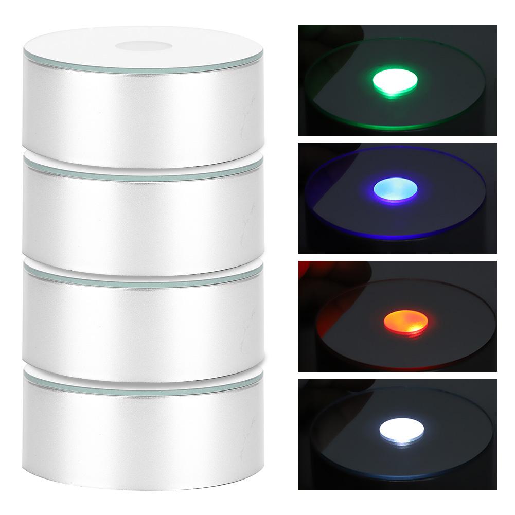 4Pcs Light Base For Crystal Ball Art LED Display Stand Home Decoration Supplies Colorful Light
