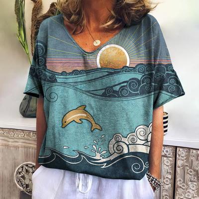 Summer Fashion Women's T Shirt Casual Streetwear Short Sleeve Tops Women Natural Scenery Print Harajuku Loose Female Clothing