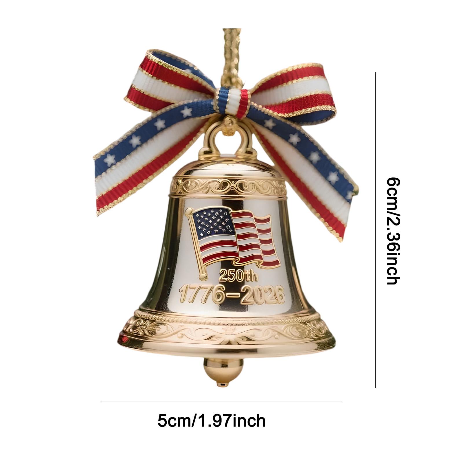 

United States 250th Anniversary Bell Ornament 3D Alloy Enamel Crafted Commemorative Hanging Decor for Patriotic Christmas Tree