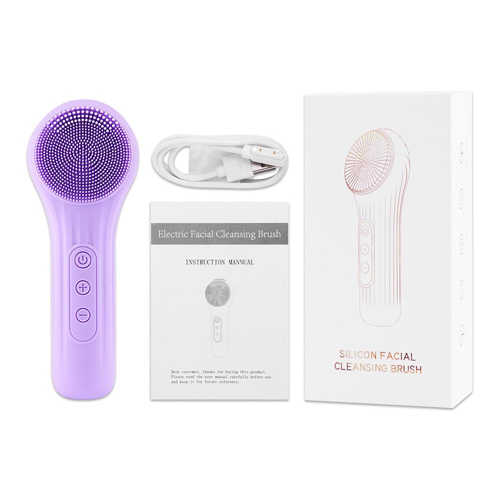 USB Sonic Waterproof Facial Cleansing Brush Rechargeable Scrubber Exfoliating Vibrating Deep Clean Face Cleaner Skin Care Tool фиолетовый
