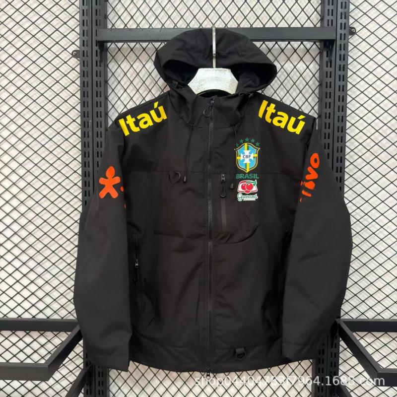 Giacca con Cappuccio da Uomo Stile Neymar Brasile Leggera Antivento Allenamento Cappotto da Esterno