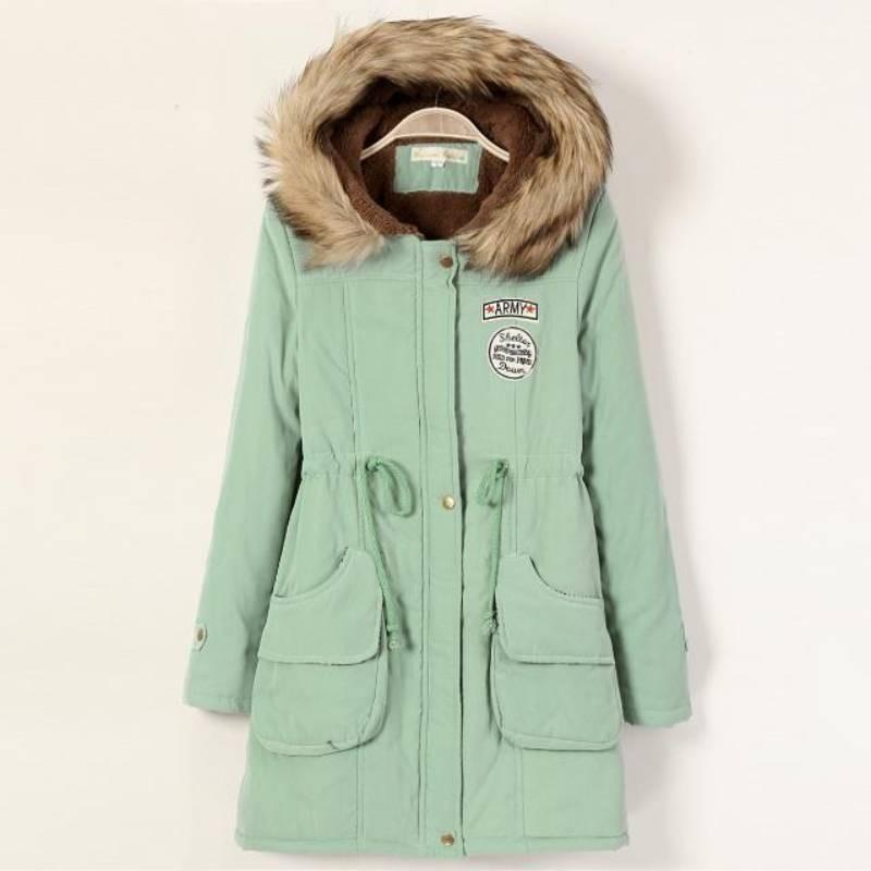 New Women's Warm Cotton Jacket With Fur Collar Hooded Parka For Winter
