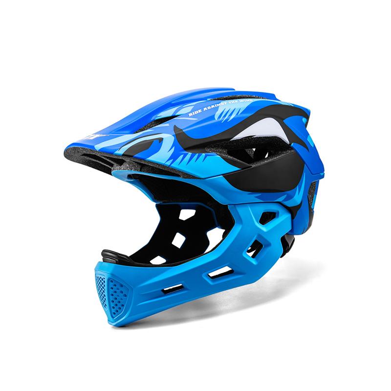 Детский съемный полный шлем, спортивный безопасный велосипедный шлем, защитное снаряжение синий