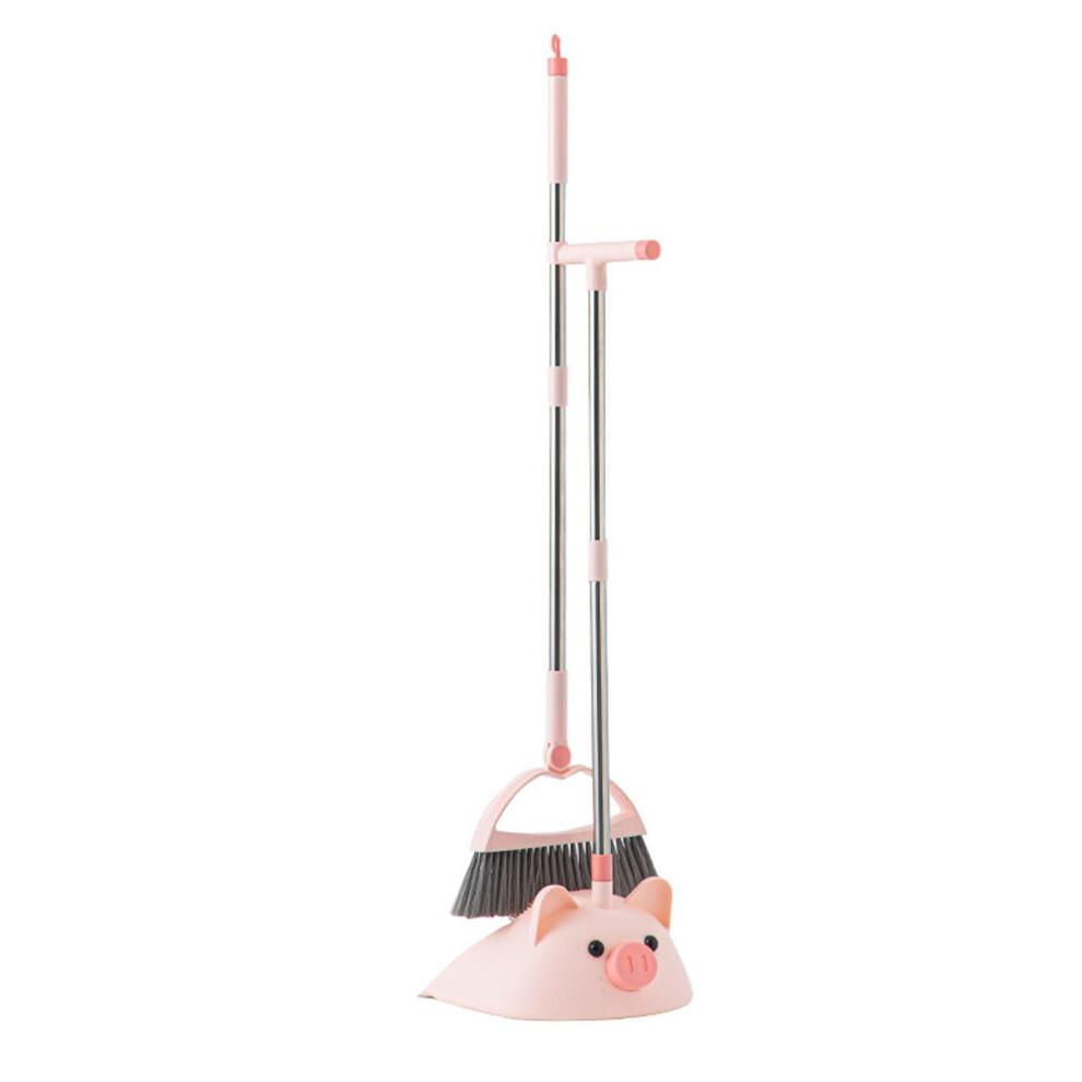 Broom and Dustpan Set with SelfCleaning Teeth for Pet Hair, Indoor Outdoor Sweeping