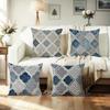 Blue and Gray Geometric Pattern Doublesided Printed Pillow Cover Short Plush Suitable Living Rooms Bedrooms Throw Cushion Cover