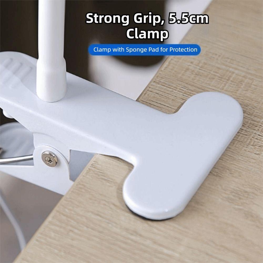 Adjustable LED Desk Clip On Lamp 360° Rotate 10 Brightness Reading Light with Clamp Eye Protection Dimmable Brightness