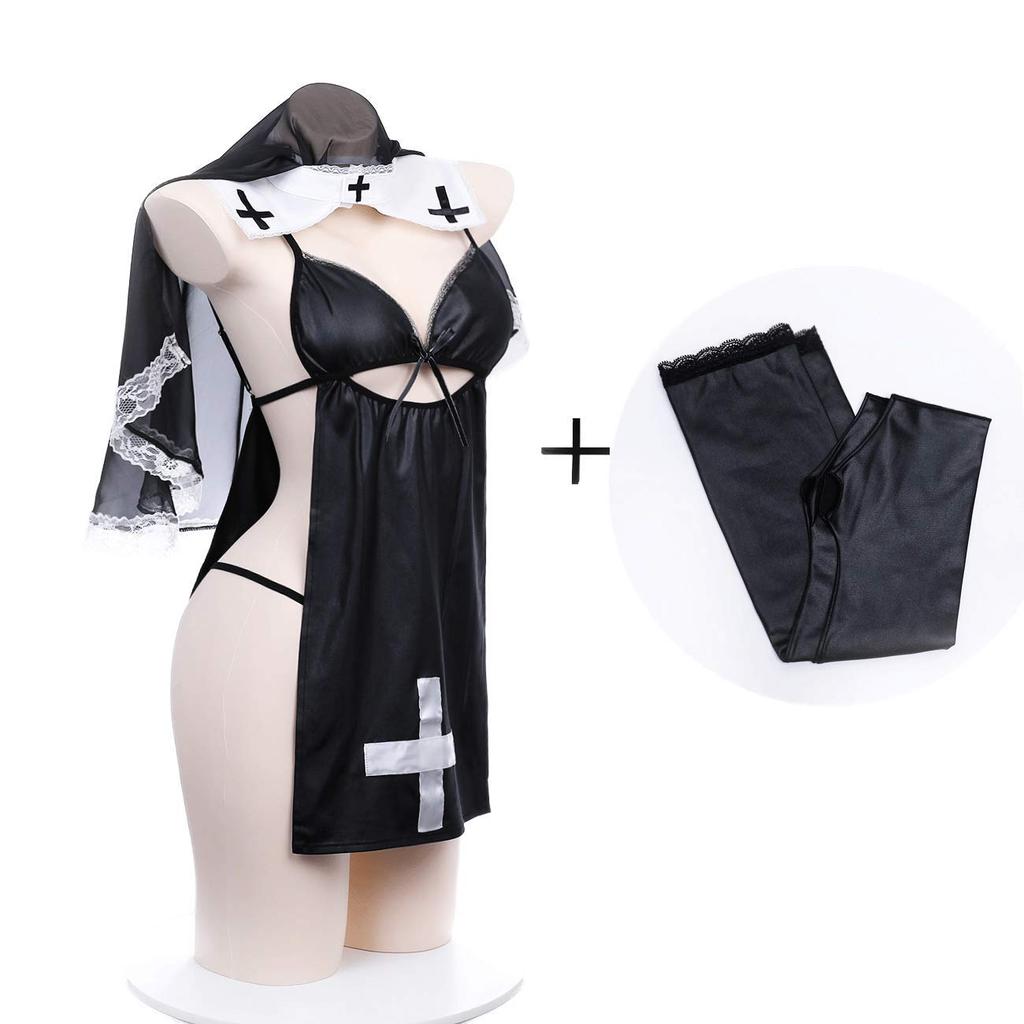 Sexy Nun Cosplay Maid Clothes Cute Babydoll Lingerie Cosplay Nun Saint Pastor Missionary Sister Cosplay Nun Clothes Church Choir Costume Cosplay