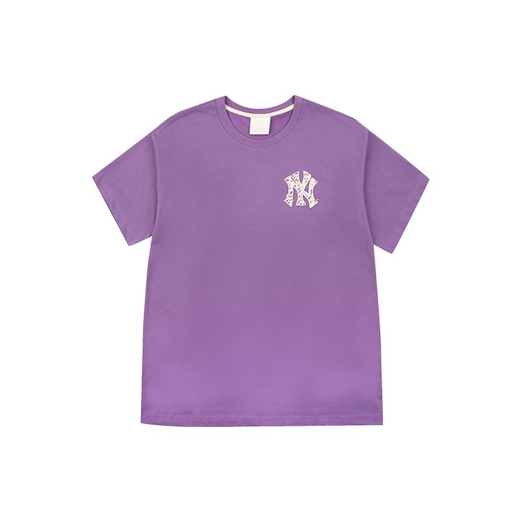 MLB Like Series Like NY Yankees Letter Print Loose Short Sleeve T-Shirt Unisex T-Shirt Purple 31TS15031-50V