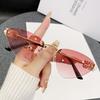 UV Protection Latest Frameless Edged Cat Eye Sun Glasses Glasses High-end Stylish Fashionable Sunglasses 90290