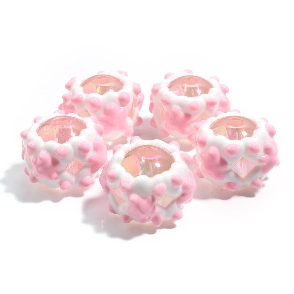 5Pcs Acrylic Round Beads Color Hand-painted Star Craft Loose Bead For Jewelry Material DIY Bracelet Phone Chain Beaded Supplies