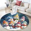 Snowmen Round Area Rug,Carpet Rug for Living Room Bedroom Sofa Playroom Decor,Non-slip Floor Mat