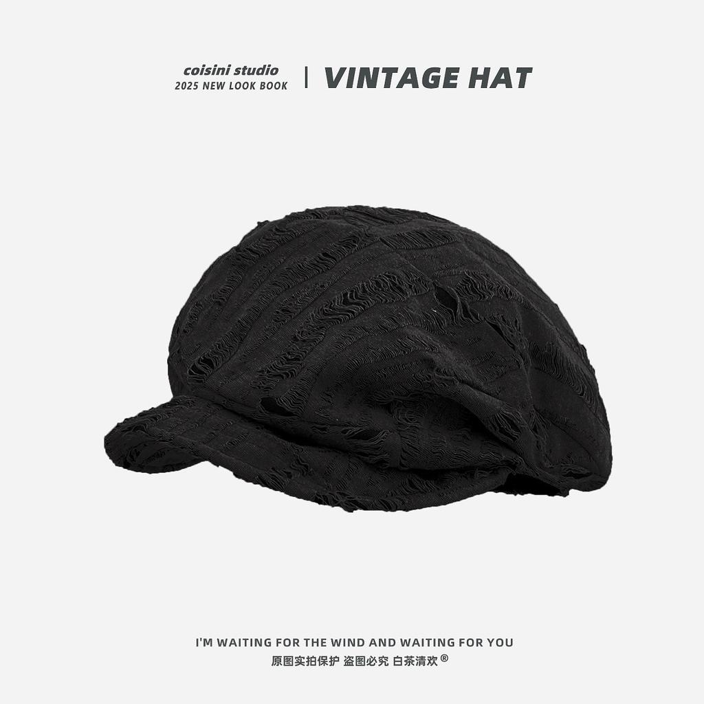 Retro Pleated Cloud Octagonal Hat Children Spring And Autumn Casual Versatile Literary Beret Showing Small Face