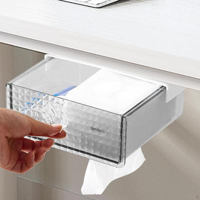 Drawer Organizer Under Desk Multipurpose Tissue Box with Transparent Function And 2 Compartments for