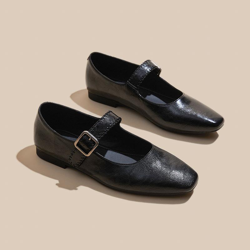 Fashion AIYUQI  2025 New Women's Flat Mary Janes Retro Leather Lace-Up Shoes Women Loafers Large-Size Pumps Female Ballet Flats