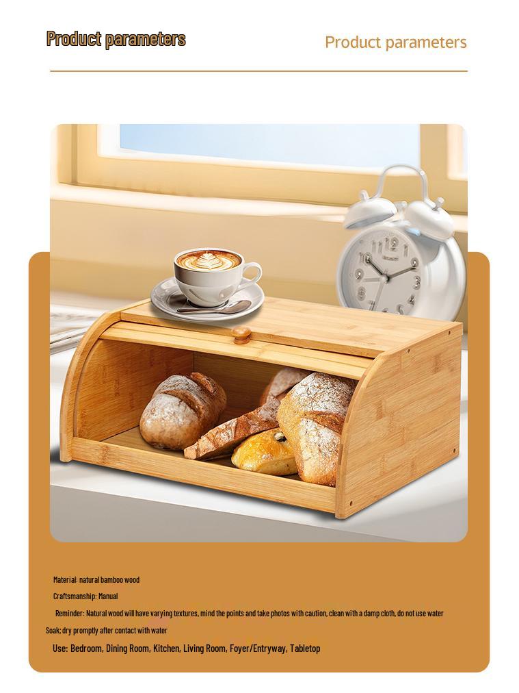 Caixa de Pão Multifuncional de Bambu - Armazenamento de Cozinha com Tampa e Organizador de Mesa
