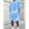 Men's 3D Digital Print Casual Short Sleeve and Shorts Set - Summer Print Set, Suitable for Running