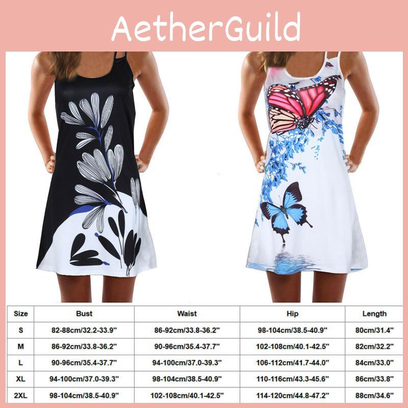 Elegant Women Summer Vintage Beach Sleeveless 3d Floral Print Boho Tank Dress