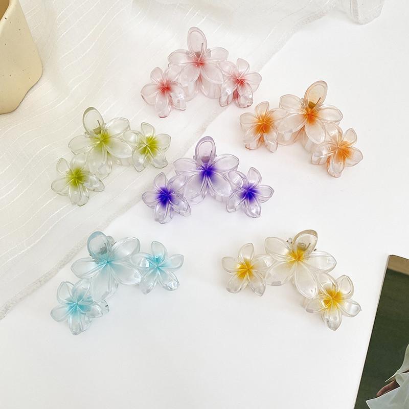 Fashion Gradient Egg Flower Hair Claws Clip Women Sweet Acrylic Hairpins Summer Beach Hawaiian Headwear Girls Hair Accessories