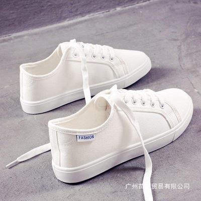 Canvas Shoes Flat Baseplate Shoes Lace-up White Cloth Shoes Literary and Artistic Shoes