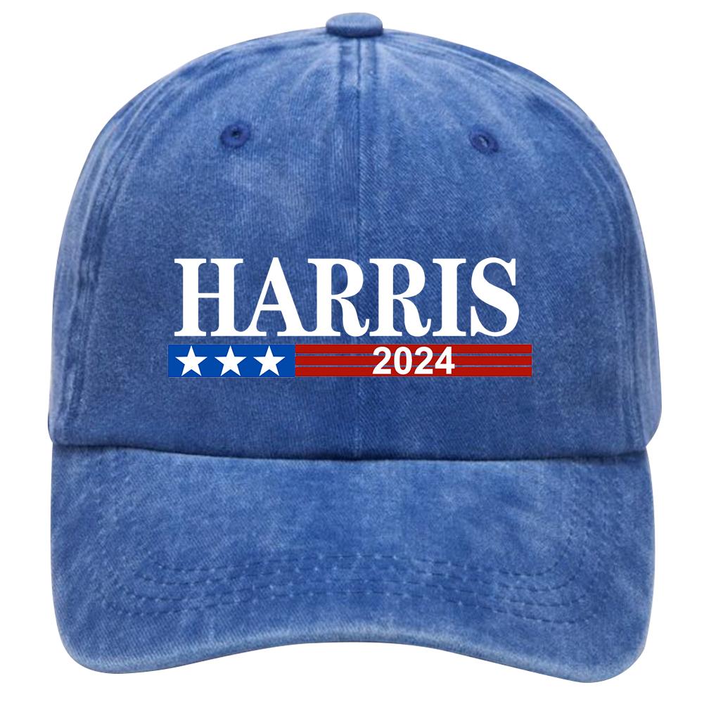 Harris Presidential Election Cap Trucker Hat Breathable Cotton Distressed Cap Adjustable Unisex Baseball Hat for Hiking Fishing