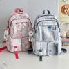 Middle School Chinese-Style Transparent Backpack with Multiple Pockets - Large Capacity, Waterproof, Wear-Resistant, Unisex, Light Luxury Design.