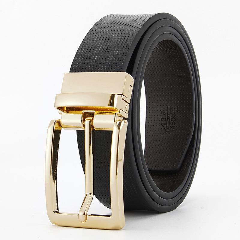 Pin Buckle Belt for Men  Double Sided Genuine Leather Casual and Fashionable Belt Rotating Buckle