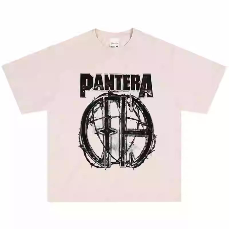 2025 Pantera Band T-shirt Rock Metal American Retro Street Heavy Short Sleeve Vintage Fashion High Quality Luxury Brand Selling