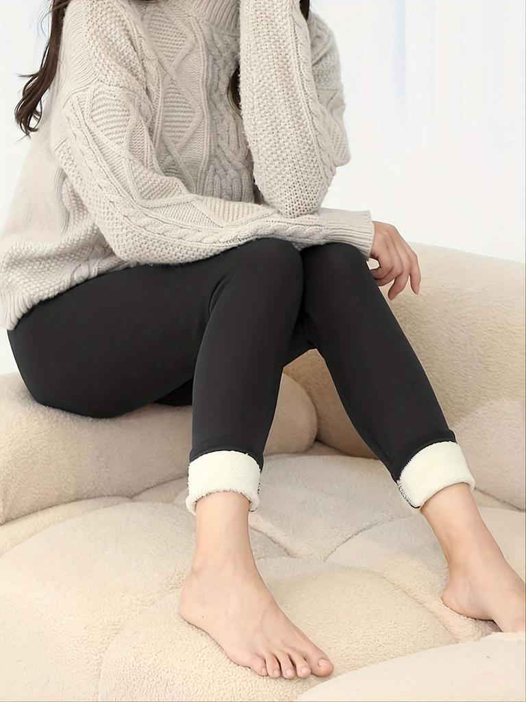 Leggings Épais en Laine d'Agneau et Velours pour Femmes Automne & Hiver 2025