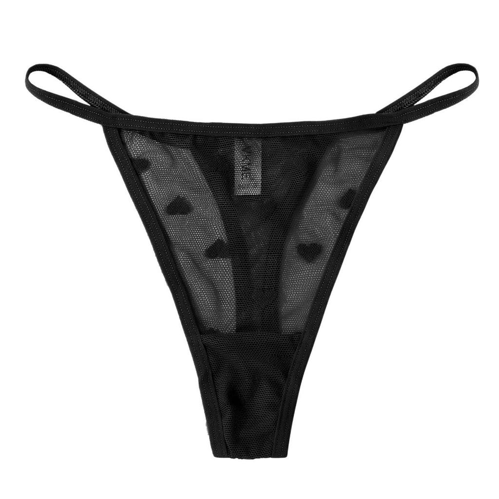 Luxury Transparent Lace Heart Low-Waist Thong - Sexy Japanese-Style T-Back for Women