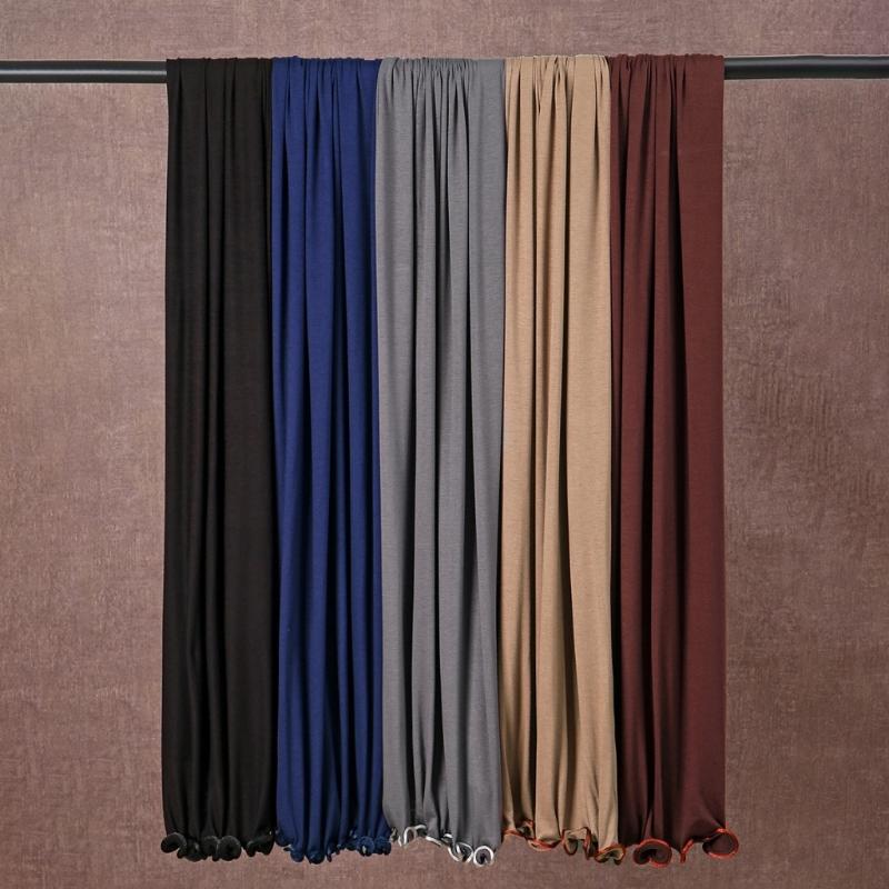 Luxurious Cotton Hijab Scarf for Women Breathable Comfortable Ruffled Trim Head Wrap Shawl Wrap for Culture Event Wear