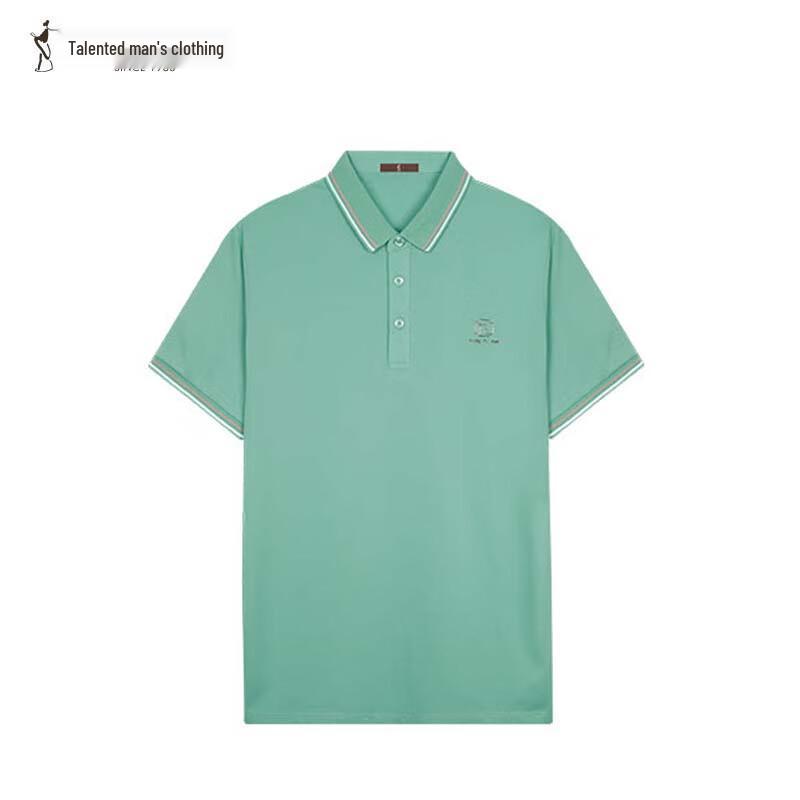 TRIES Men's Color-Block Lapel Short Sleeve Polo Shirt