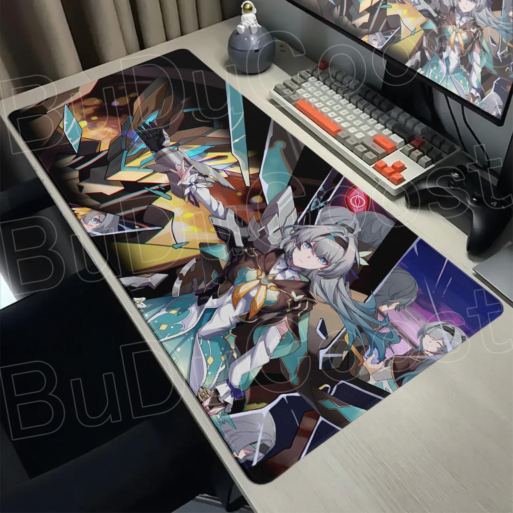 Gaming Honkai Star Rail New Desk Pad XXL Anti-slip Rubber Keyboard Cabinet Mausepad 400x900mm Firefly Computer Office Mouse Mat
