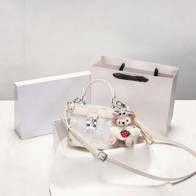 

New Chinese-style Heavy Industry Embroidery Portable Box Women s Bag Light Luxury All-matching Single-shoulder Cross-body белый