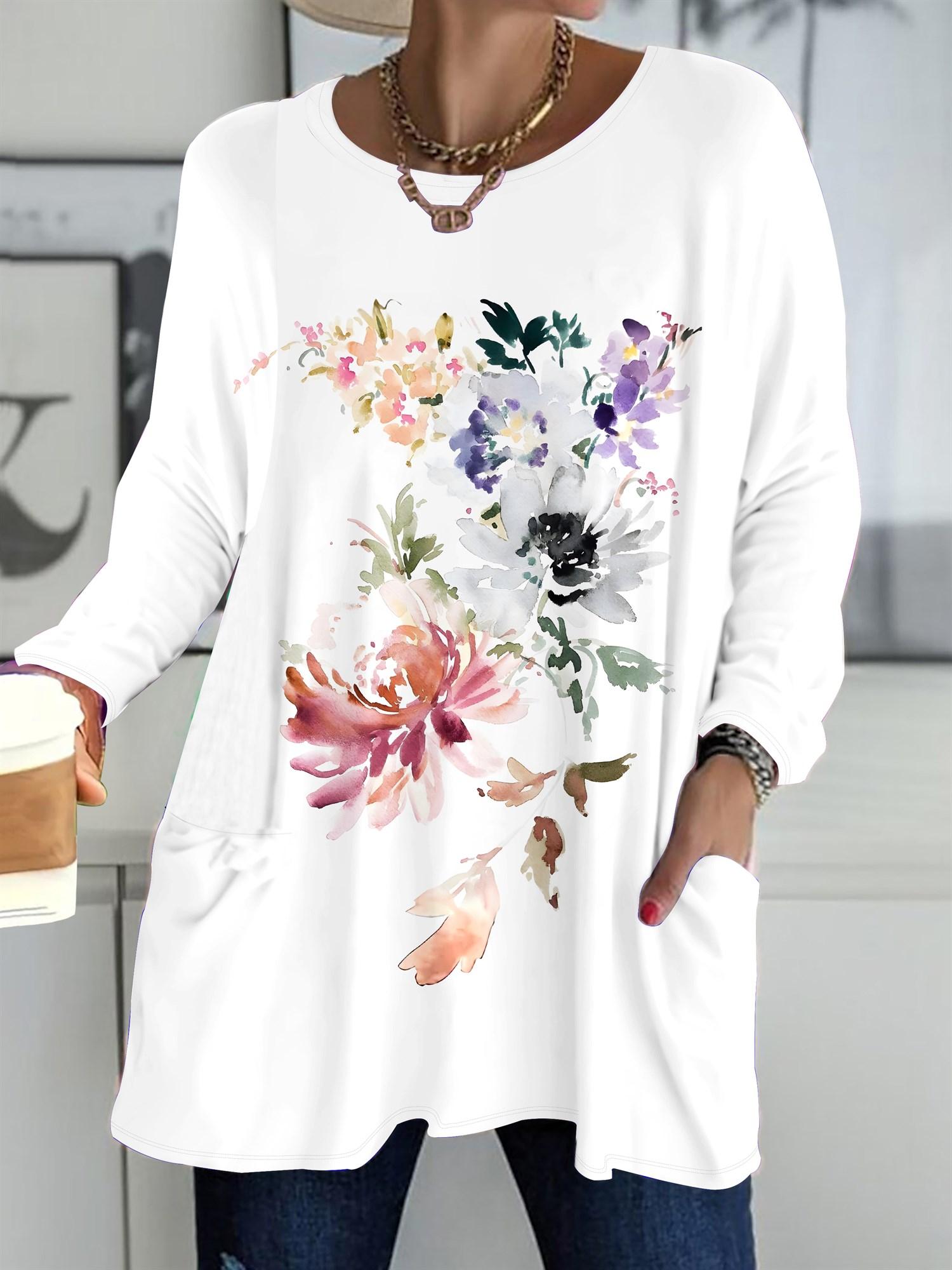 

2025 Autumn Winter New Plus Size Women s Tops, Butterfly 3D Print Fashion Crew Neck Long Sleeve T-Shirts 6XL розовый