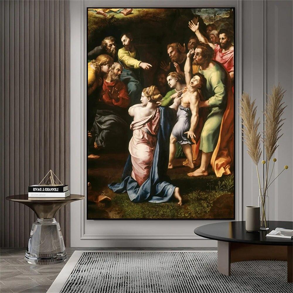 Klassisches Ölgemälde-Poster „Verklärung Christi“, Drucke, Raffaello Santi, Leinwandgemälde für die Galeriedekoration für zu Hause