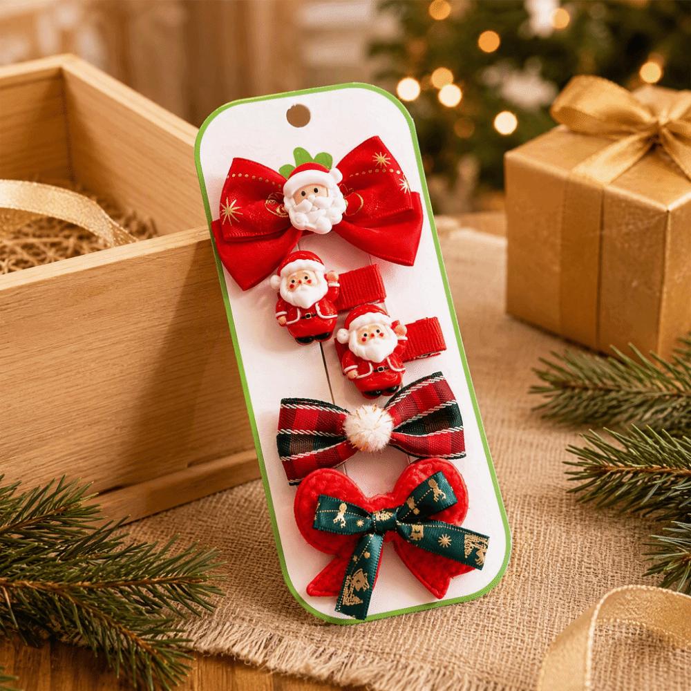 Bow Christmas Hairpin Resin Xmas Barrettes Exquisite Christmas Hair Clip Set Christmas Gifts