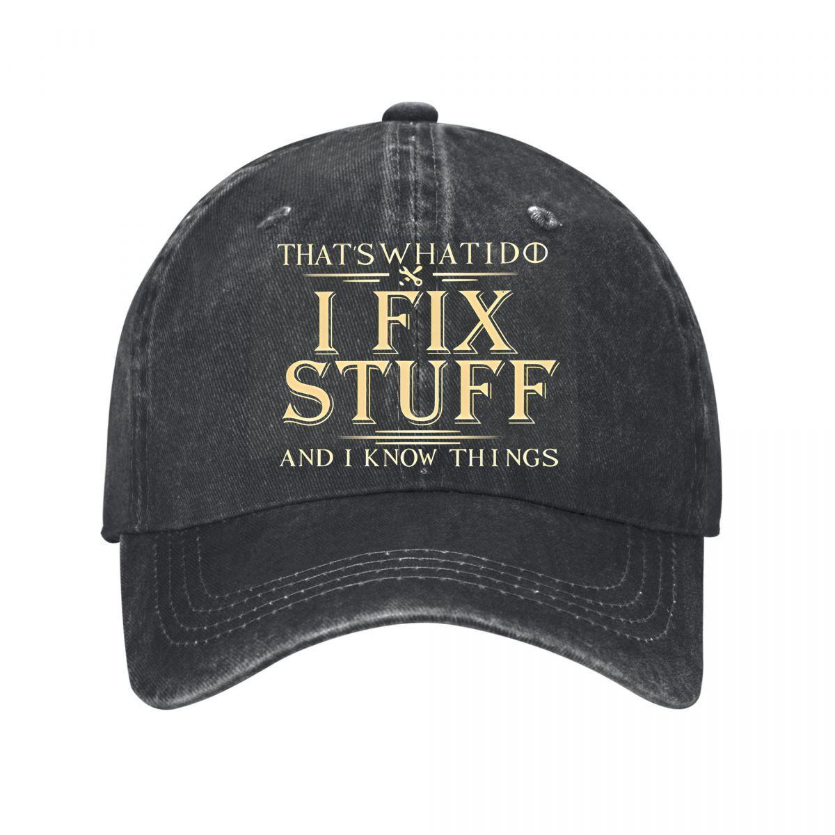 Black Vintage I Fix Stuff Baseball Cap Washed Baseball Cap Adjustable