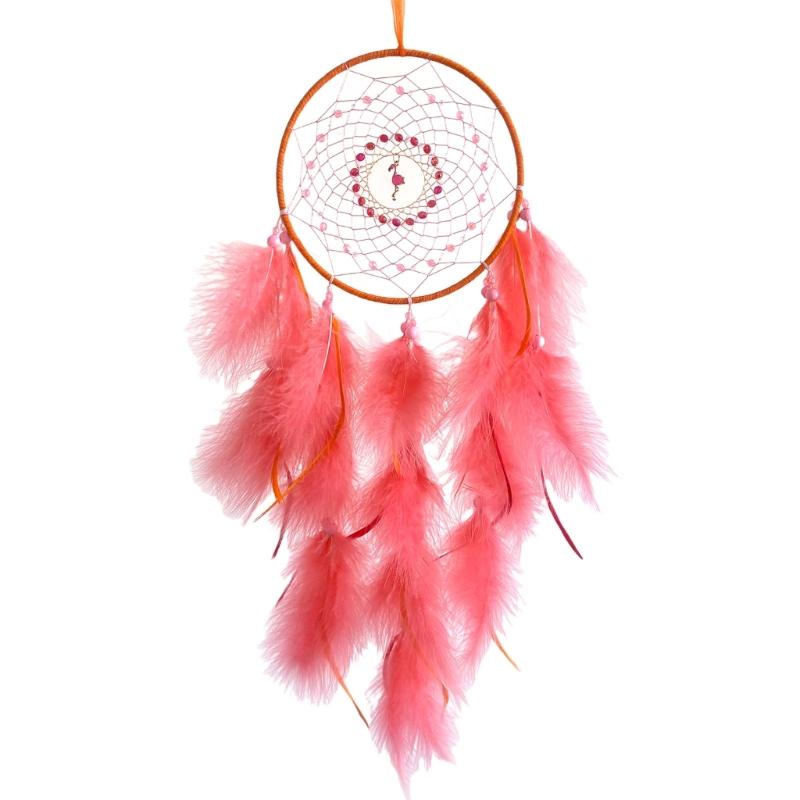 

Feathered Dreamcatchers Craft Pendants with Flamingo Charm for Home Decors and Weddings Party Wall Hanging Ornament 1