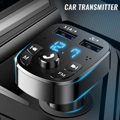 Drahtlose Bluetooth-Freisprecheinrichtung, FM-Transmitter, LCD-MP3-Player, Dual-USB-Ladegerät, QC 3.0