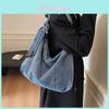 Denim Tote Bag For Women Large Capacity Casual Street Style With Zipper Closure