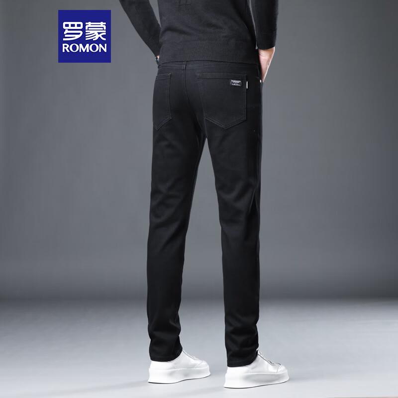 ROMON Men's Business Casual Straight Leg Elastic Jeans 08KZ