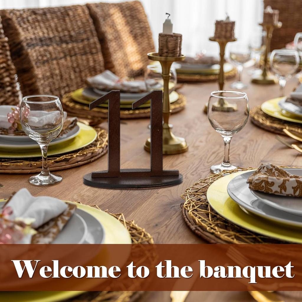 Wooden Table Numbers 1-15 with Oval Base Table Numbers for Wedding Reception 5 Inch High Gold Rustic Table Numbers Wedding Table Signs Holders Table