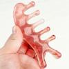 1Pc Pink Brown 5-Tooth Meridian Massage Comb, Resin Large-Tooth Head Massage Tool, 5-Paw Half Round Shap Comb