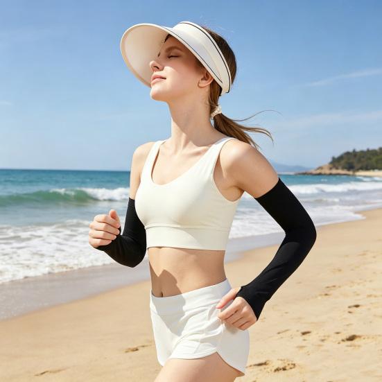 2Pcs Summer Ice Silk Arm Sleeves UV Protection Breathable Anti-slip Elastic Men Women Outdoor Cycling Fishing Long Cooling Arm Cover